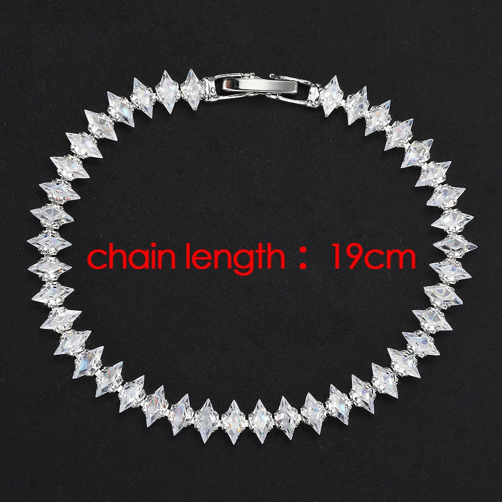 Luxury Dainty Tennis Bracelet for Women Silver Color Sparkling Cubic Zircon Stackable Hand Chain Crystal Wedding Jewelry H085
