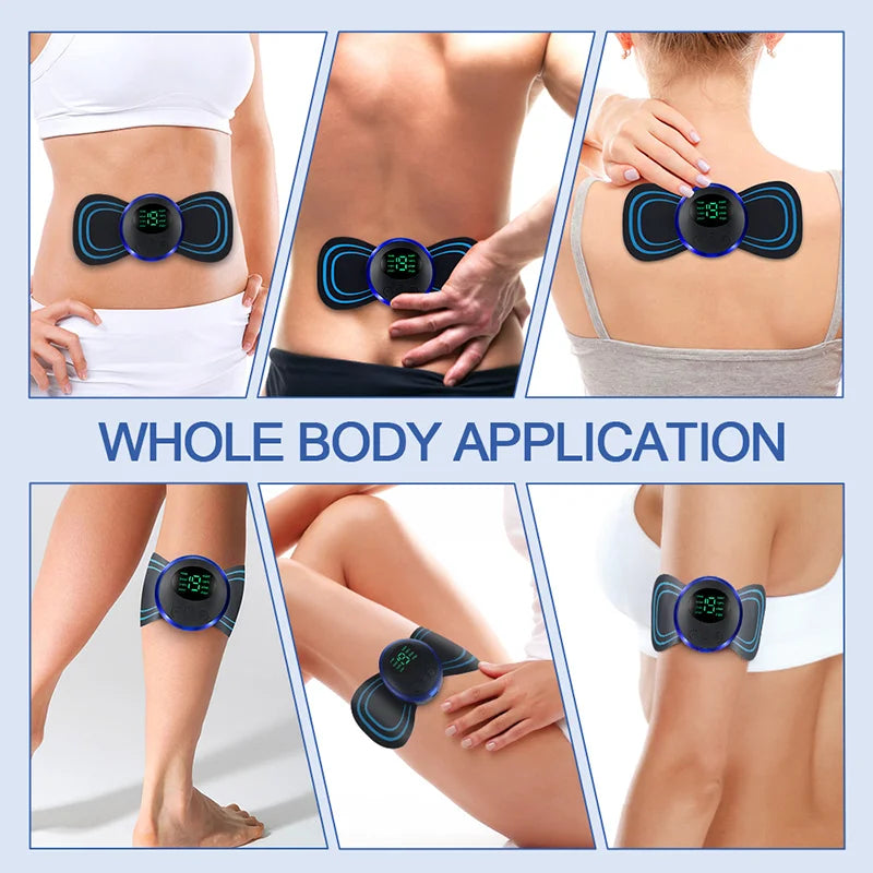 Smart EMS Neck Massager Mini Neck and Back Stimulator Massager Portable Gel Pad Sticker Thin
