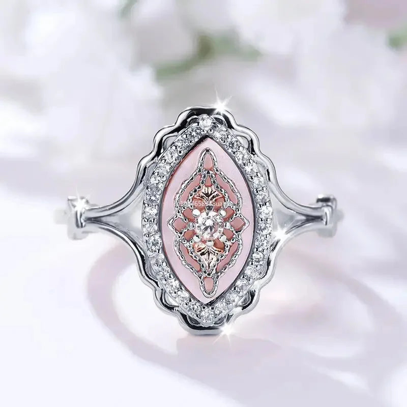 Luxury Female Small White Zircon Stone Engagement Ring Rose Gold Color Summer Wedding Jewelry for Women anillos para hombre
