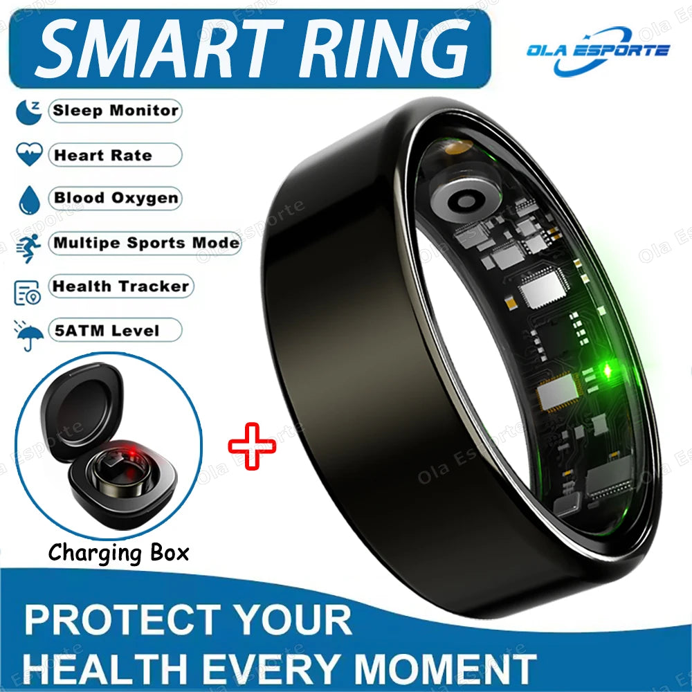Smart Ring For Men Women Camera Control Heart Rate Blood Oxygen Monitor Smartring IP68 & 5ATM Waterproof Multi-sport Mode Ring