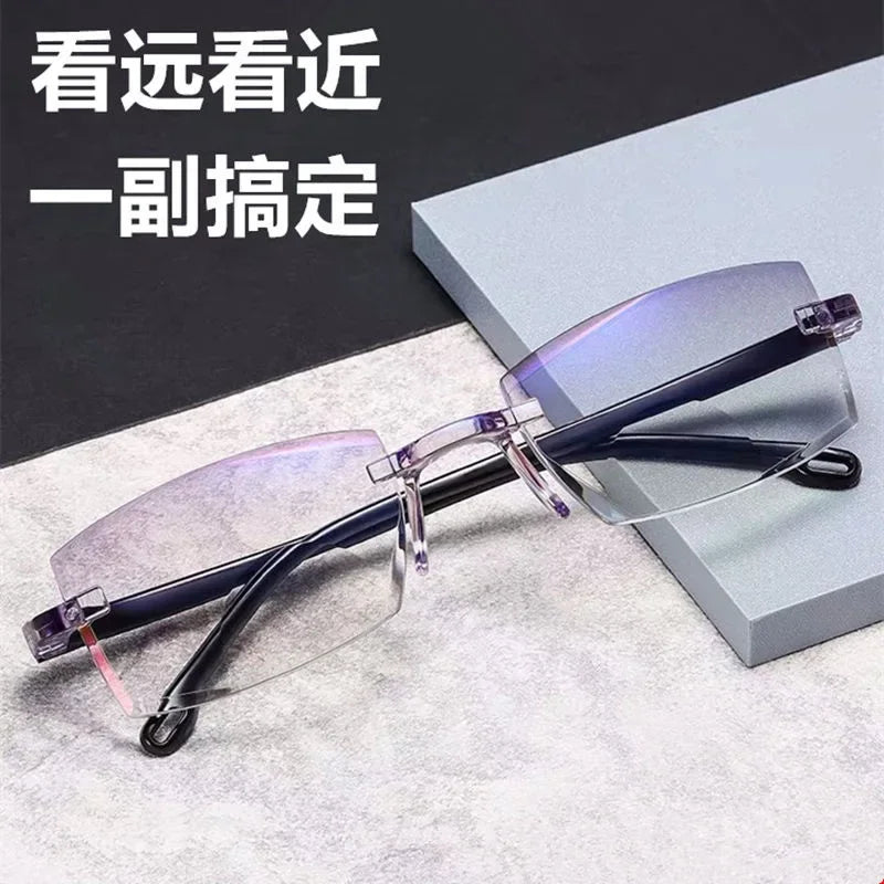 1Pc Men Smart Glasses with Automatic Adjustment Magnifying Reading Glasses Progressive Multifocus Anti-blue Light Eyewear 0-+4.0