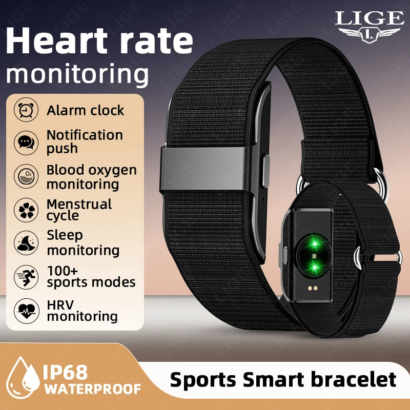 LIGE New S01 No Screen Smart Bracelet Heart RateMonitor Pedometer Waterproof Sport Fitness Tracker Men Women Electronic Bracelet