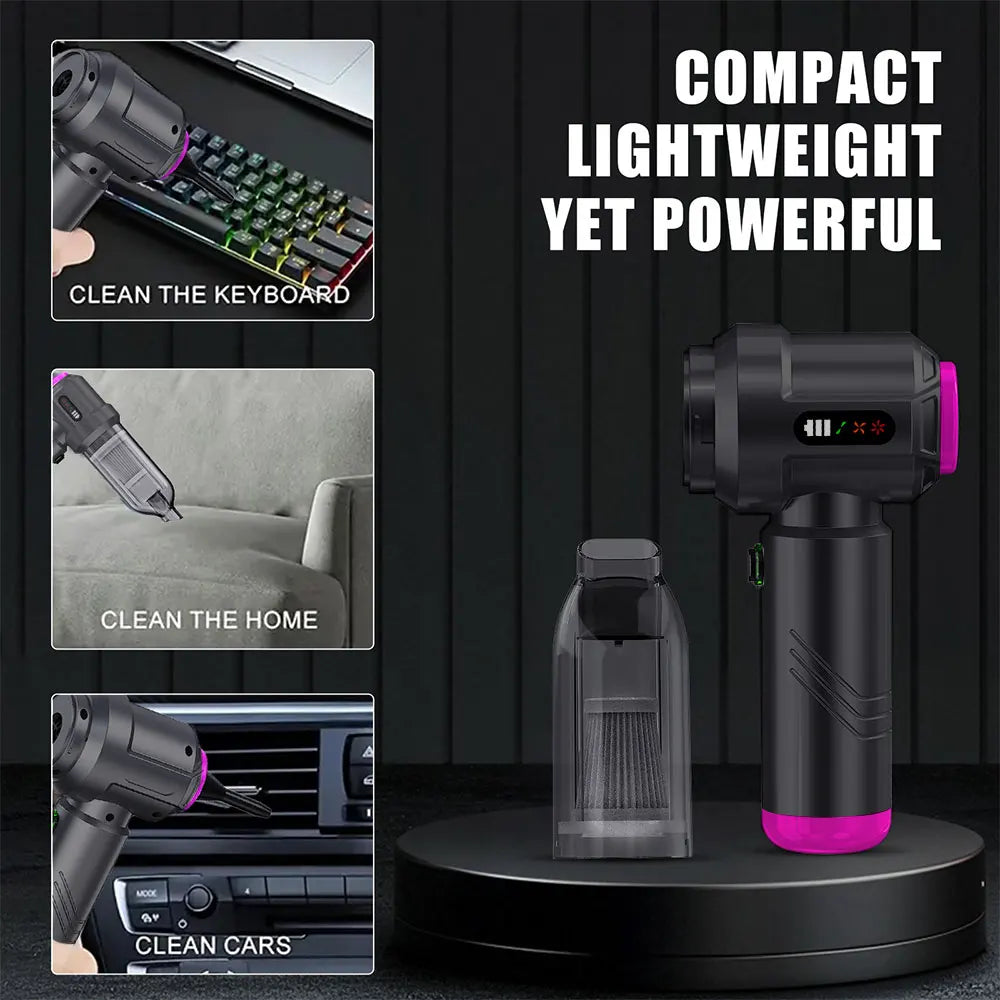 16000PA Vacuum Cleaner Multi Brushes Nozzles Strong Blowing Suction Deflation Inflation Air Duster Portable Car Vacuum Cleaner