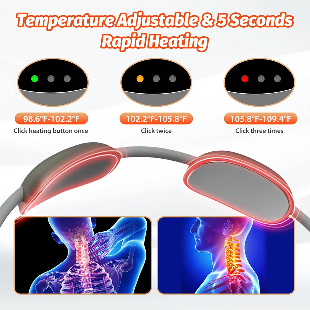 Mini Hanging Neck Massager Portable Muscle Stimulator Hot Compress Pulse Neck Massager Rechargeable Cervical Spine Massager