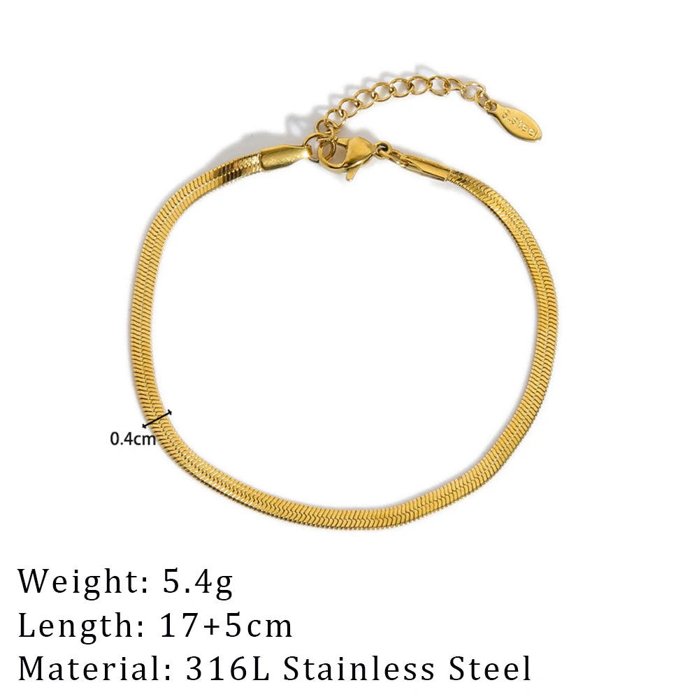 2024 New Wide Chunky Twist Bracelets For Women Gold Color Stainless Steel Link Cubic Chain Bangle Gift