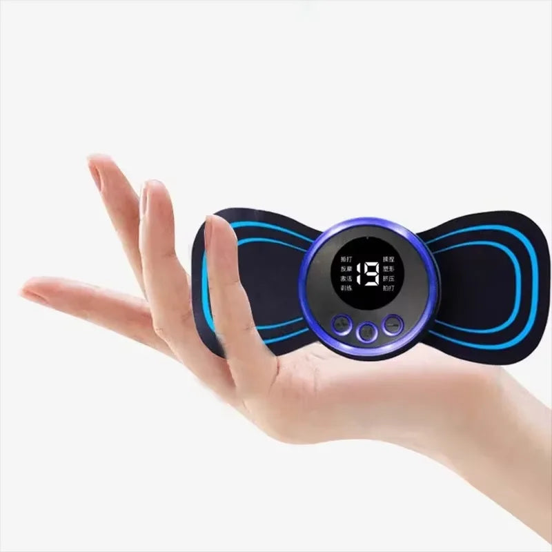 Mini Rechargeable Neck Massager Portable Electric Neck Massage Cervical Massage Patch 8 Modes 19 Level Relieve Muscle Fatigue