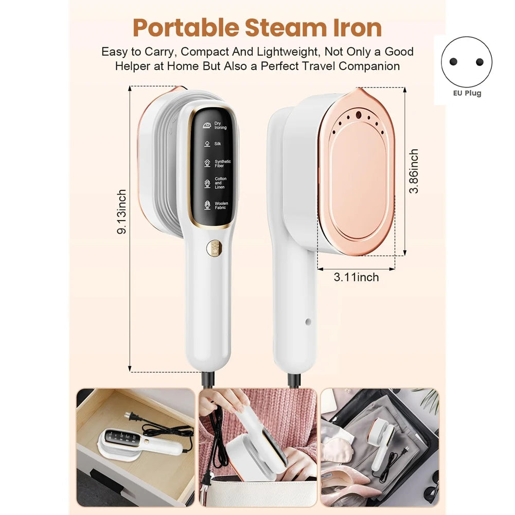 B59B-Handheld Ironing Machine 2 In 1, Fabric Wrinkle Remover, 15S Fast Heat-Up, Steamer For Clothes, Light Weight Steam Iron Eu