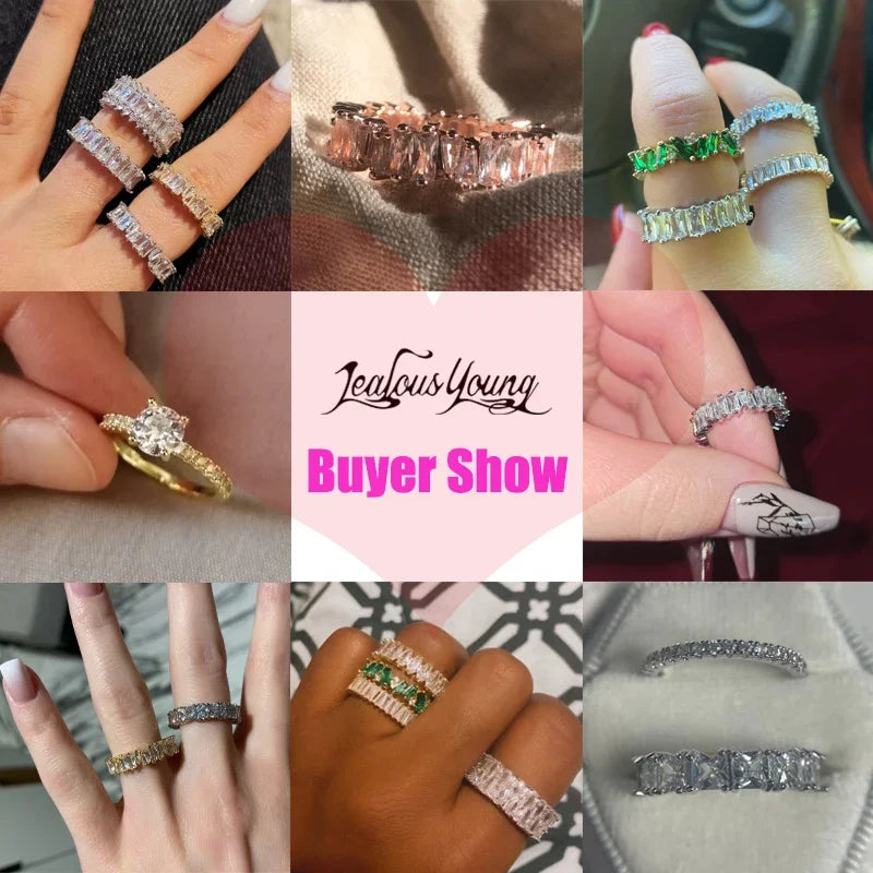 Fashion Luxury Cubic Zirconia Engagement Rings for Women Marquise Crystal Wedding Ring Party Jewelry Gift