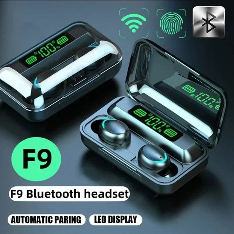 Wireless Headphones Bluetooth Earphones TWS F9 5 Hifi Stereo Sports Earbuds Headset Hearing Aids With Mic Handfree