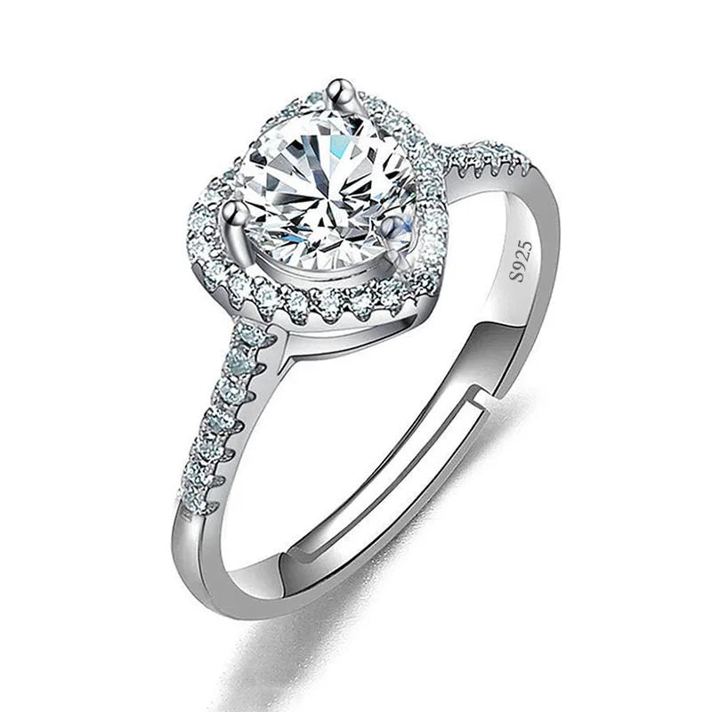 Never Fade Luxury Classic 18K White Gold Color Ring Solitaire 2 Carat Zirconia Diamant Wedding Band Women Jewelry Accessories