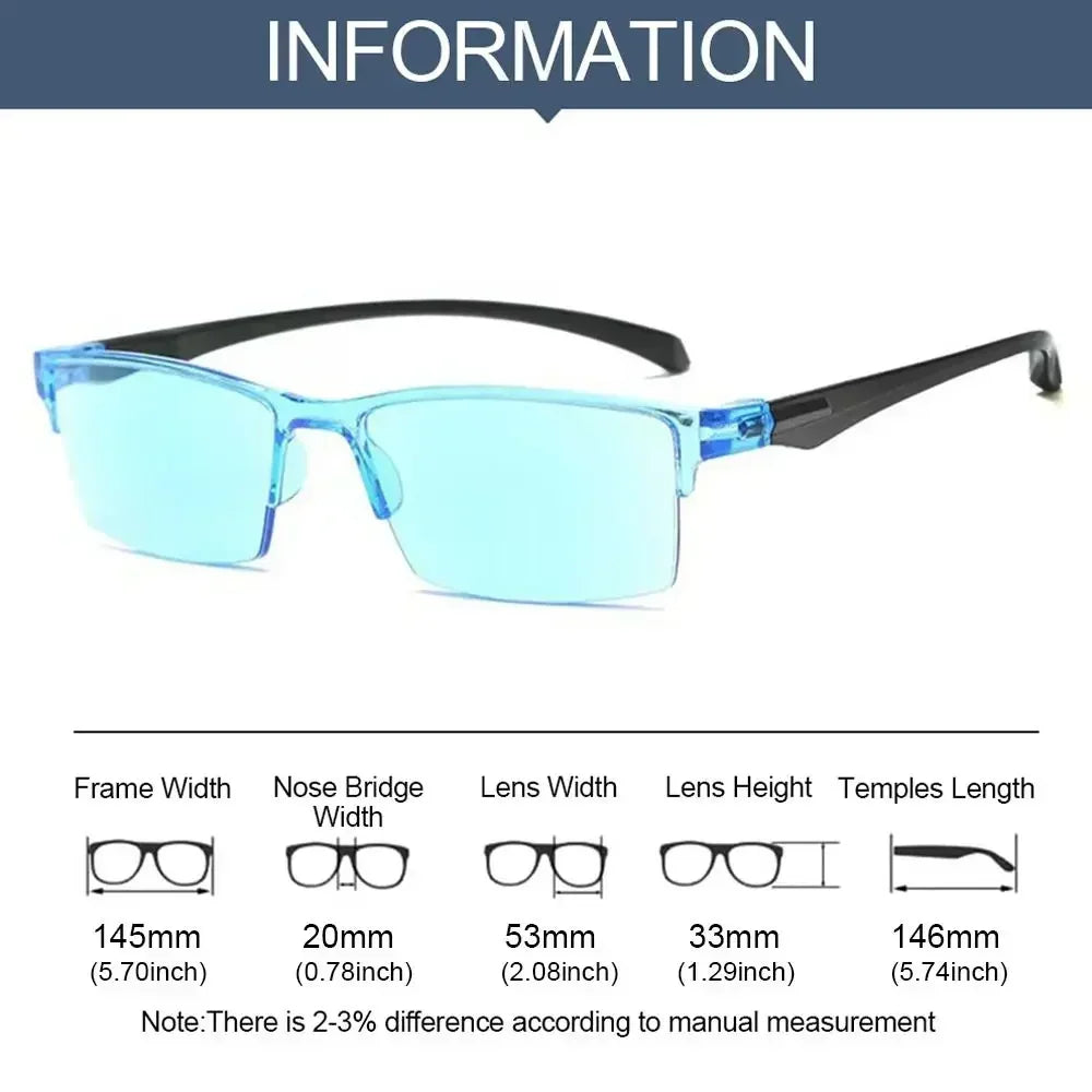 Smart Automatic Zoom Reading Glasses Anti Blue Ray Eyeglasses Autofocus Power Half-Rim Near Far Computer Glasses