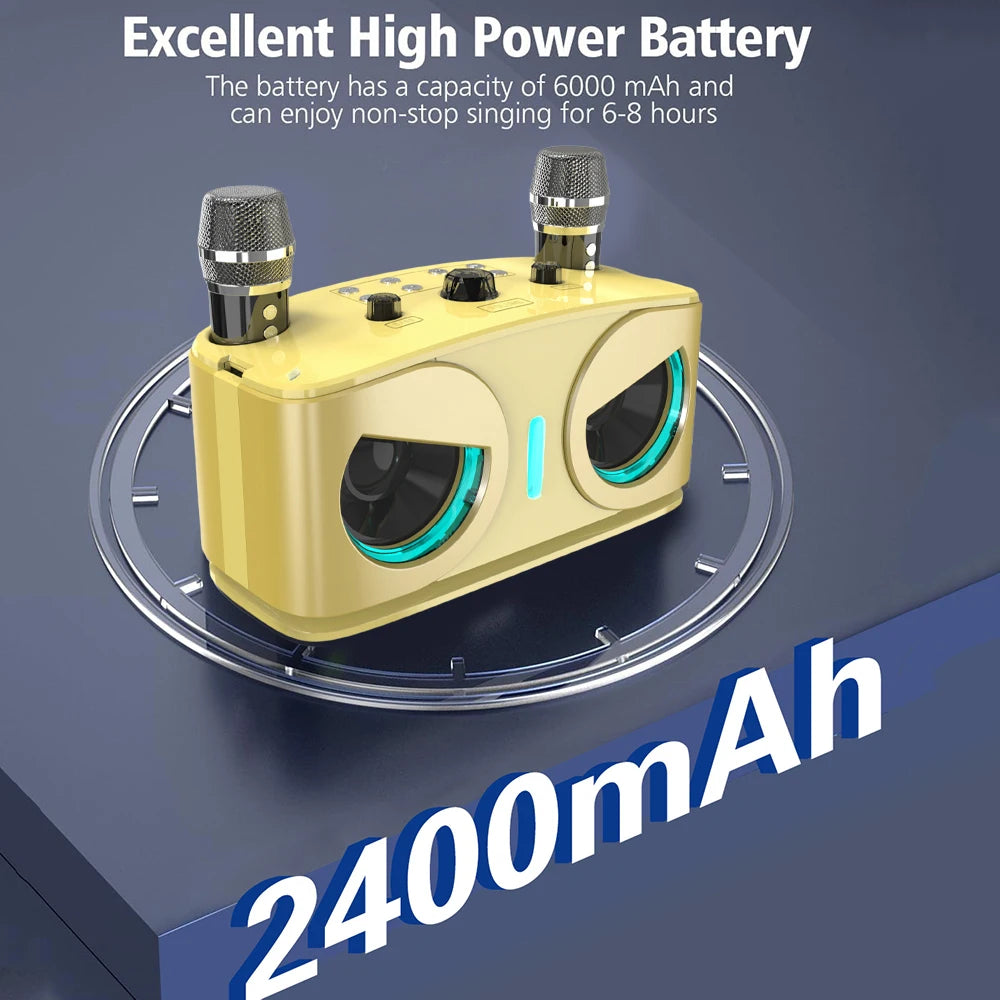 Karaoke Machine for Adults and Kids with 2 Wireless Microphones, Portable Singing PA Speaker System Set with Disco  Lights