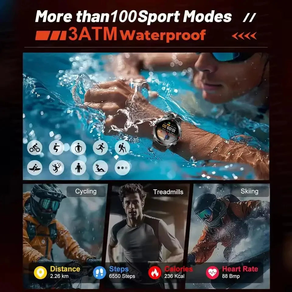 2025New Smart Watch For Men 1.46'' 360*360 HD AMOLED Color Display Voice Call Compass LED Sports Fitness Waterproof Watch Ladies