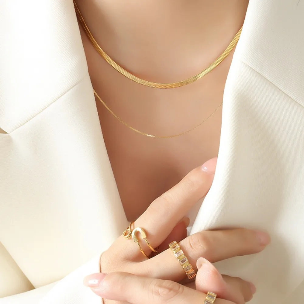 Women's Necklace Trendy Hip-hop Double-layer Blade Chain Stainless Steel Fashion Versatile Jewelry Accessories