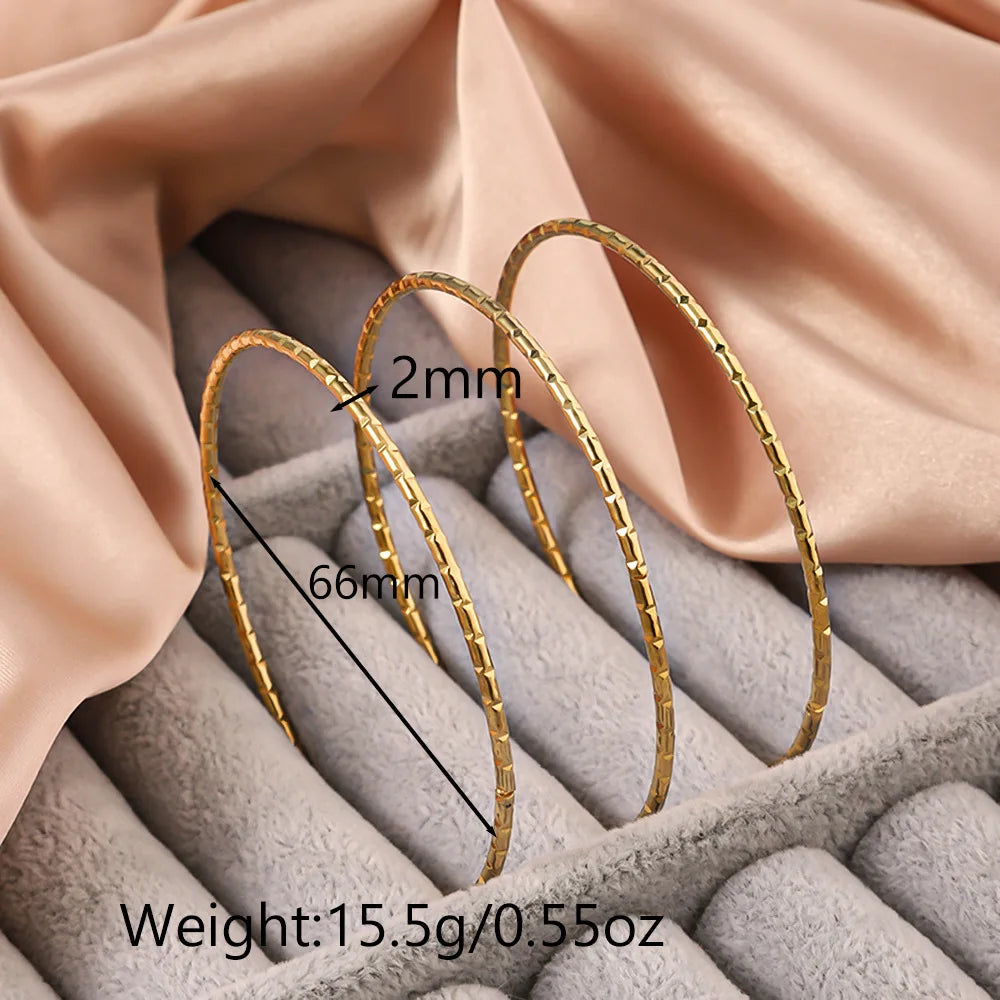 3PCS Stainless Steel Bracelet for Women, 18K Gold Plated Waterproof Wrist Bangle for Girls' Daily Jewelry Accessories Gifts