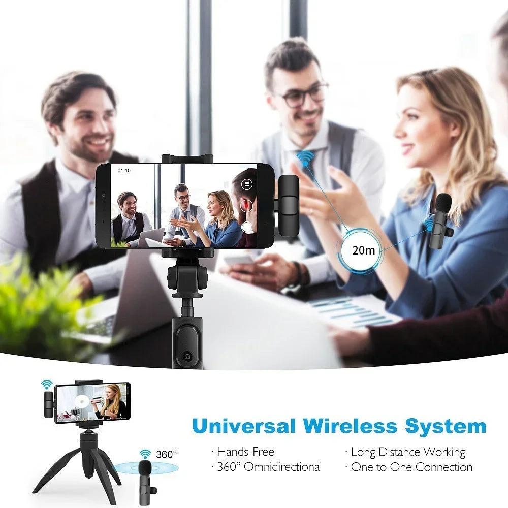 2.4G Wireless Lavalier Microphone Audio Video Recording Mini Mic For iPhone Android Live Broadcast Gaming Phone With Receiver