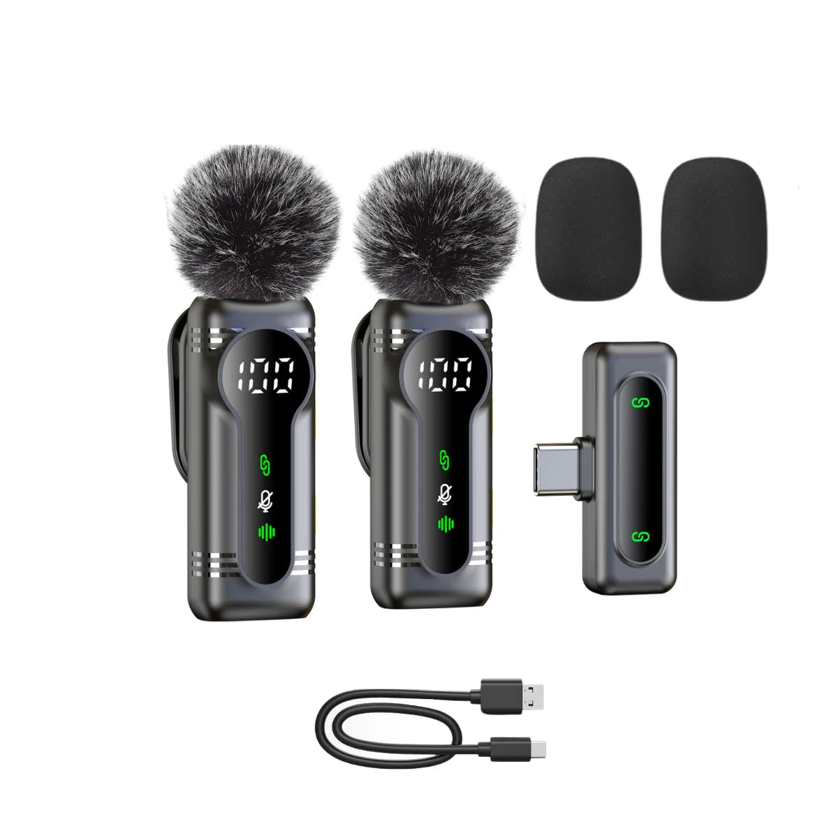 New Wireless Lavalier Microphone Magnetic Portable Noise Cancelling Audio Recording Mic for iPhone Android Laptop Live Interview