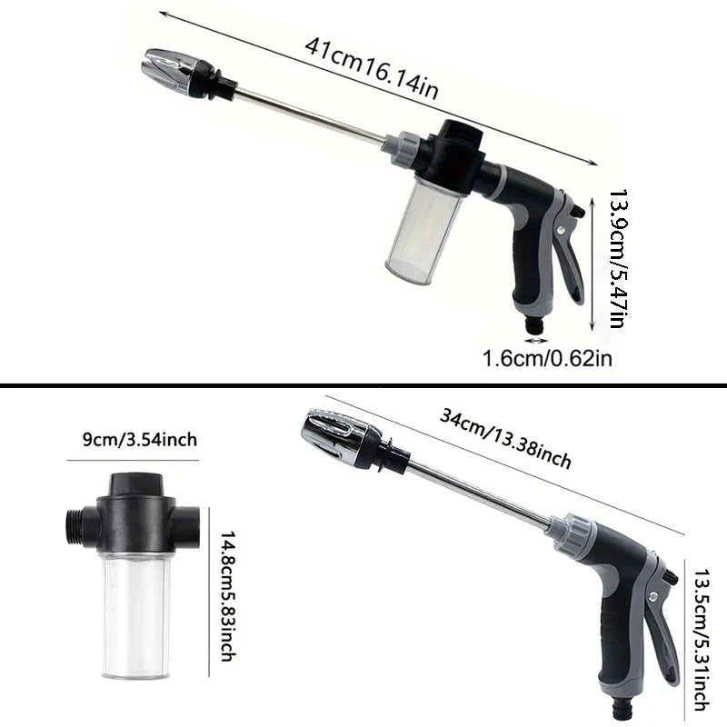 Heavy-Duty High-Pressure Water Gun with Long Handle  for Car/Vehicle Washing, Garden & Home Use  Hose-Connector Compatible