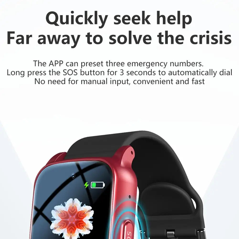 Elderly Smart Watch With Card Insertion, One-click SOS Call for Help, GPS Anti-lost Positioning Bracelet, IP67 Waterproof