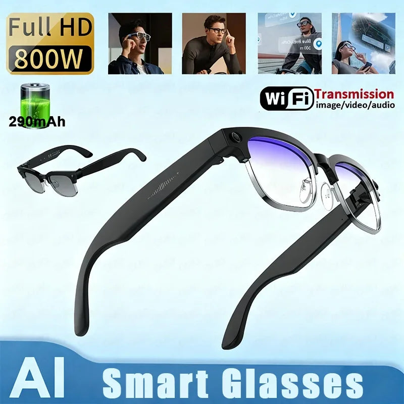 2025 New 800W HD Camera Smart Glasses Translation Photo Recognition 290MAH WIFI Transmission Video Record BT Call Smart Glasses