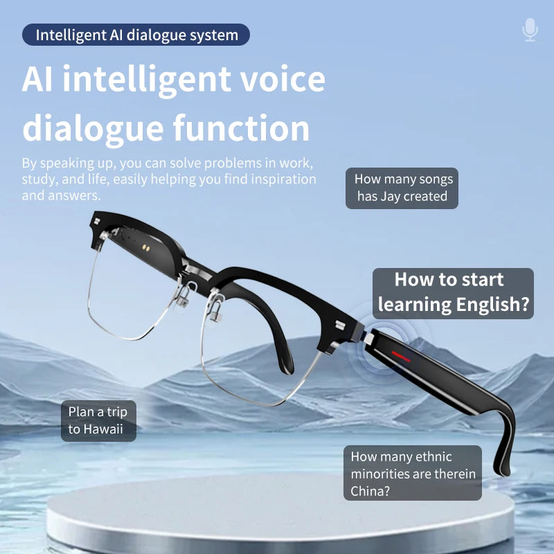 Smart Glasses with AI Navigation Listen Songs Bluetooth Call Voice Assistant Remote Camera Translate Language Smart Sunglasses