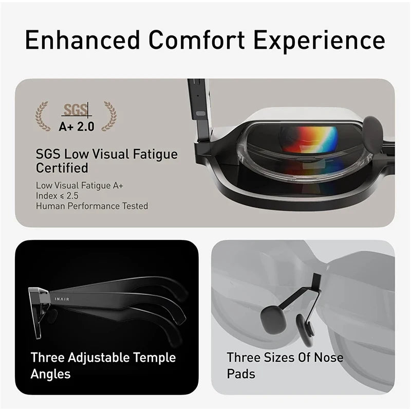 INAIR 2 PRO AI Smart AR Glasses 135" 120Hz Display,Reality/Virtual Switch/Multi-Screen&Ultra-Wide Mode Glasses for Smartphone PC