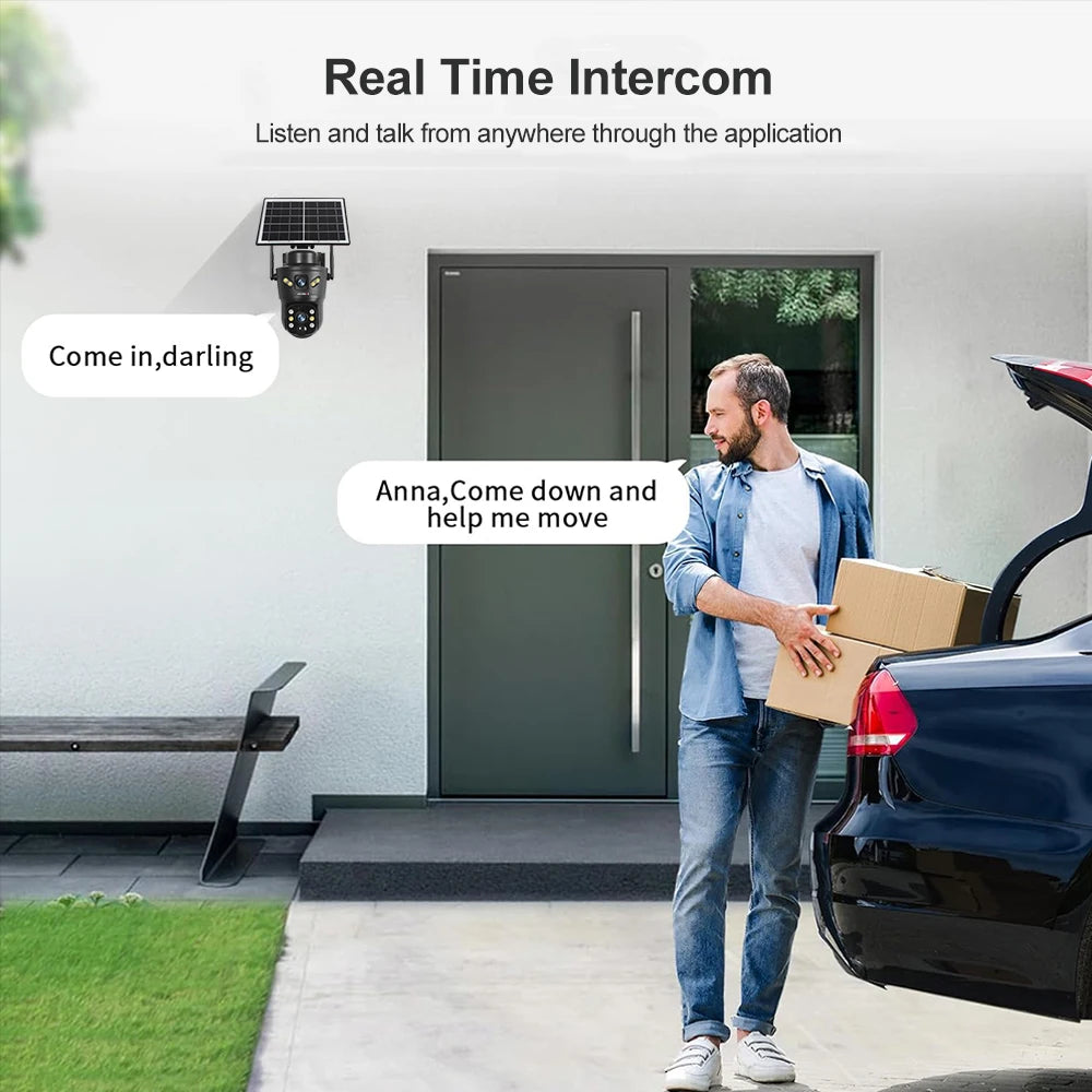 LS VISION 8MP 4G Solar Camera Outdoor WiFi Security Camera Dual Len PIR Night Vision Auto Tracking Waterproof  CCTV Monitor V380