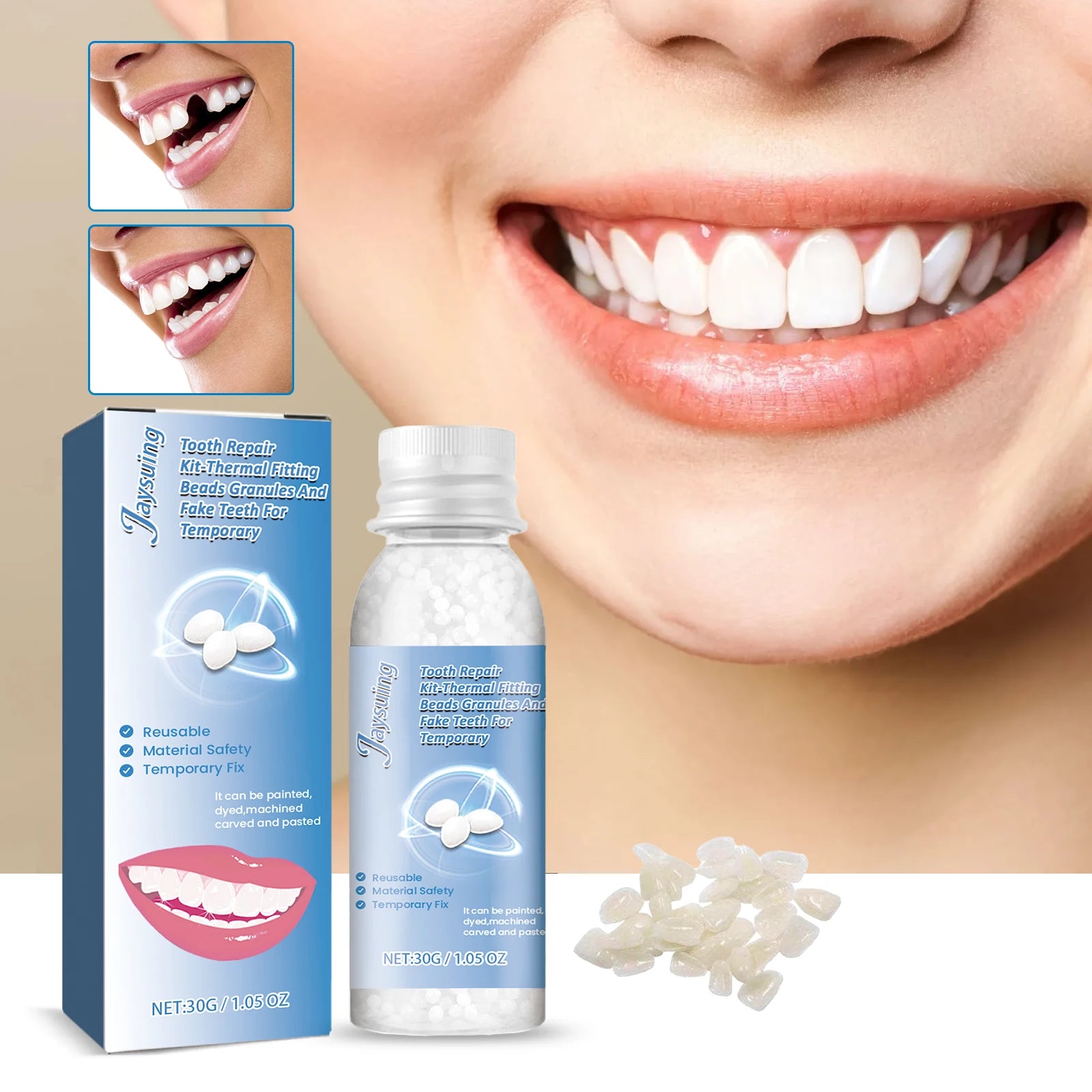30g Temporary Tooth Repair Moldable Teeth And Gaps False Tooth Solid Gel Adhesive Fake Teeth Beauty Tool Dental Supplies