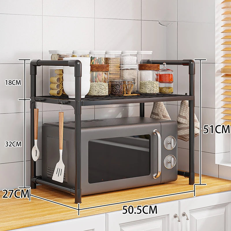 Kitchen Storage Rack Microwave Shelf Condiment Organizer Shelf Multi-Layer Simple Countertop Tidying Shelves Kitchen Accessories