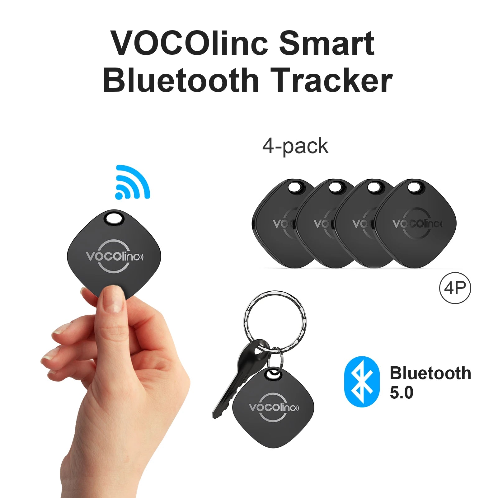 1/2/3/4Pcs VOCOlinc Mini Keychain Locator Anti-lost Wallet Car Smart Tag Bluetooth Tracker Key Item Finder Use Find My (iOS only