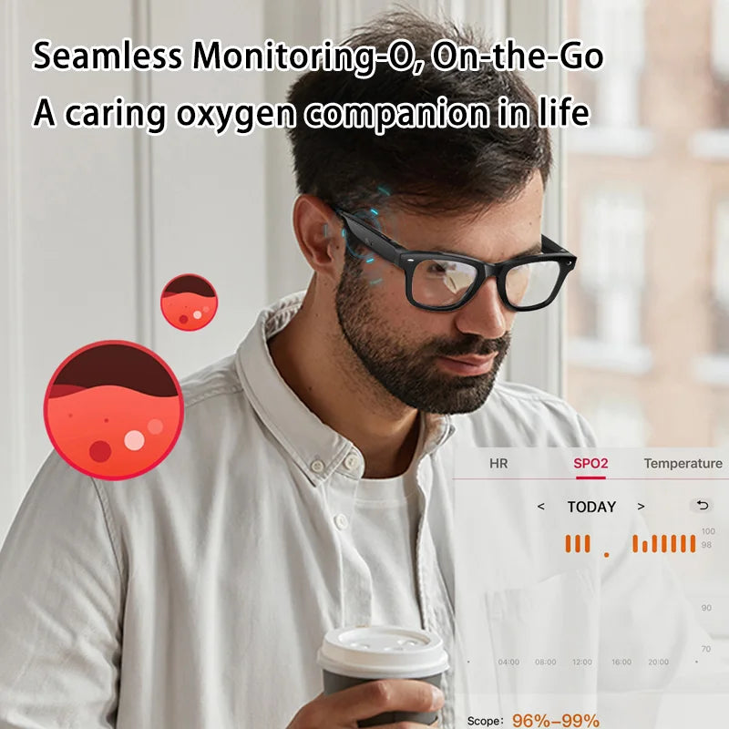 AI Smart Glasses UV Protection Translation Sunglasses With Multi Sports Modes Heart Rate Blood Oxygen Monitoring Glasses