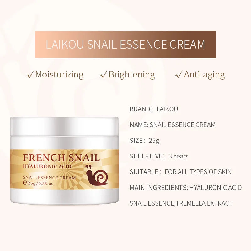 LAIKOU Snail Face Cream Hyaluronic Acid Hydrate Facial Day Cream Collagen Moisturizer Nourish Korea Nourish Skin Care