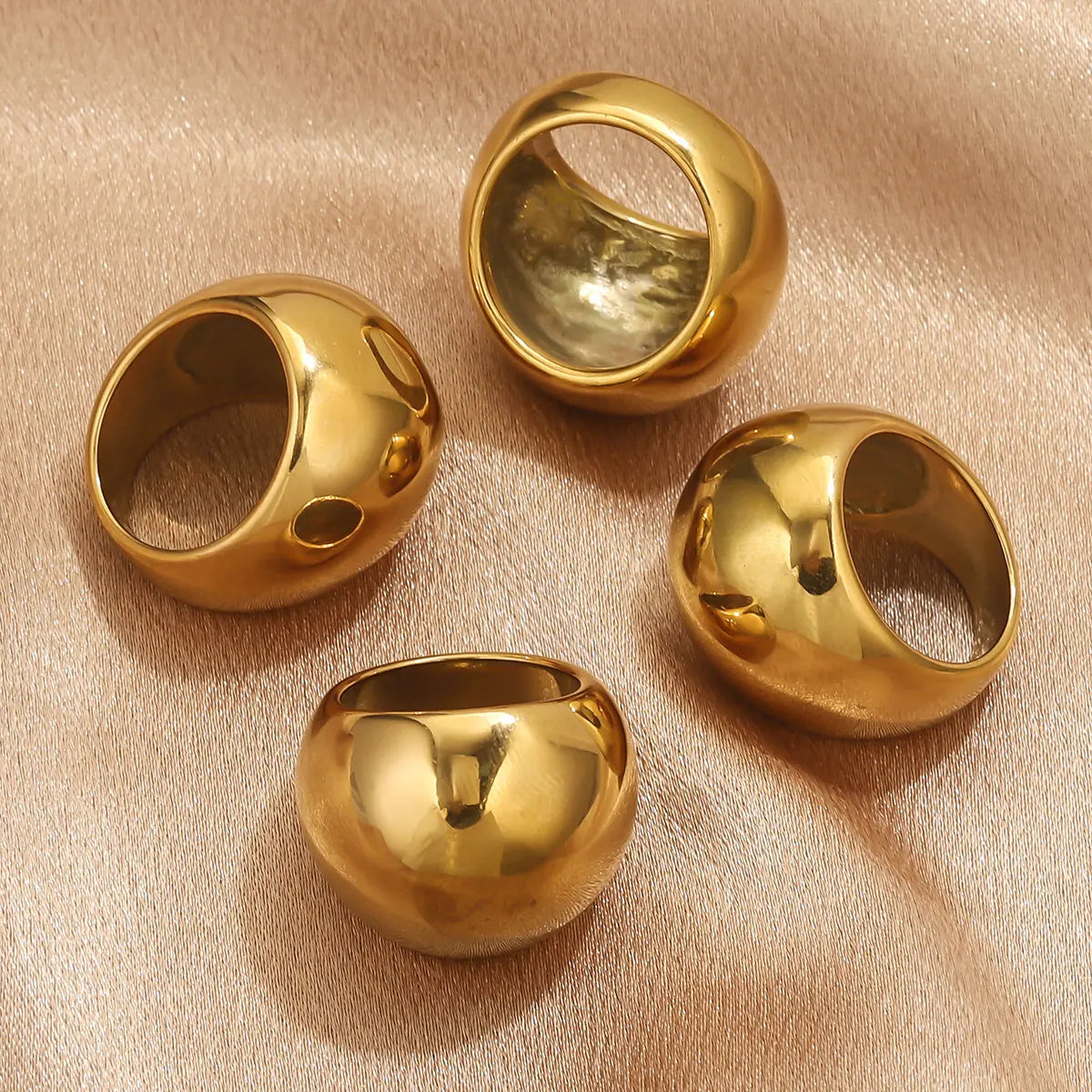 Vintage Stainless Steel Punk Style Chunky Large Rings for Women Men Fashion Glossy Gold Plated 18k No Fading Jewelry Party Gifts