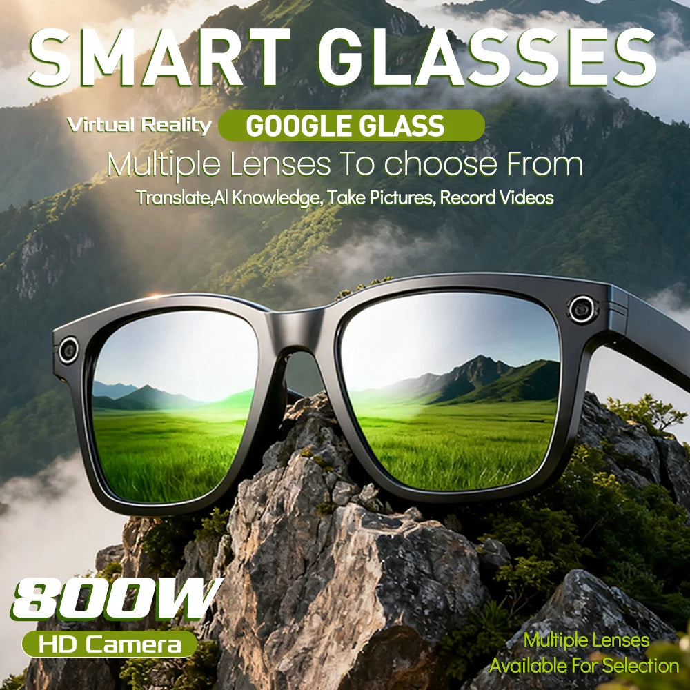 2025 Smart Glasses Men 8MP Camera WiFi Bluetooth Touch Control IP65 Waterproof AI Translation Noise Cancelling AI Glasses Women