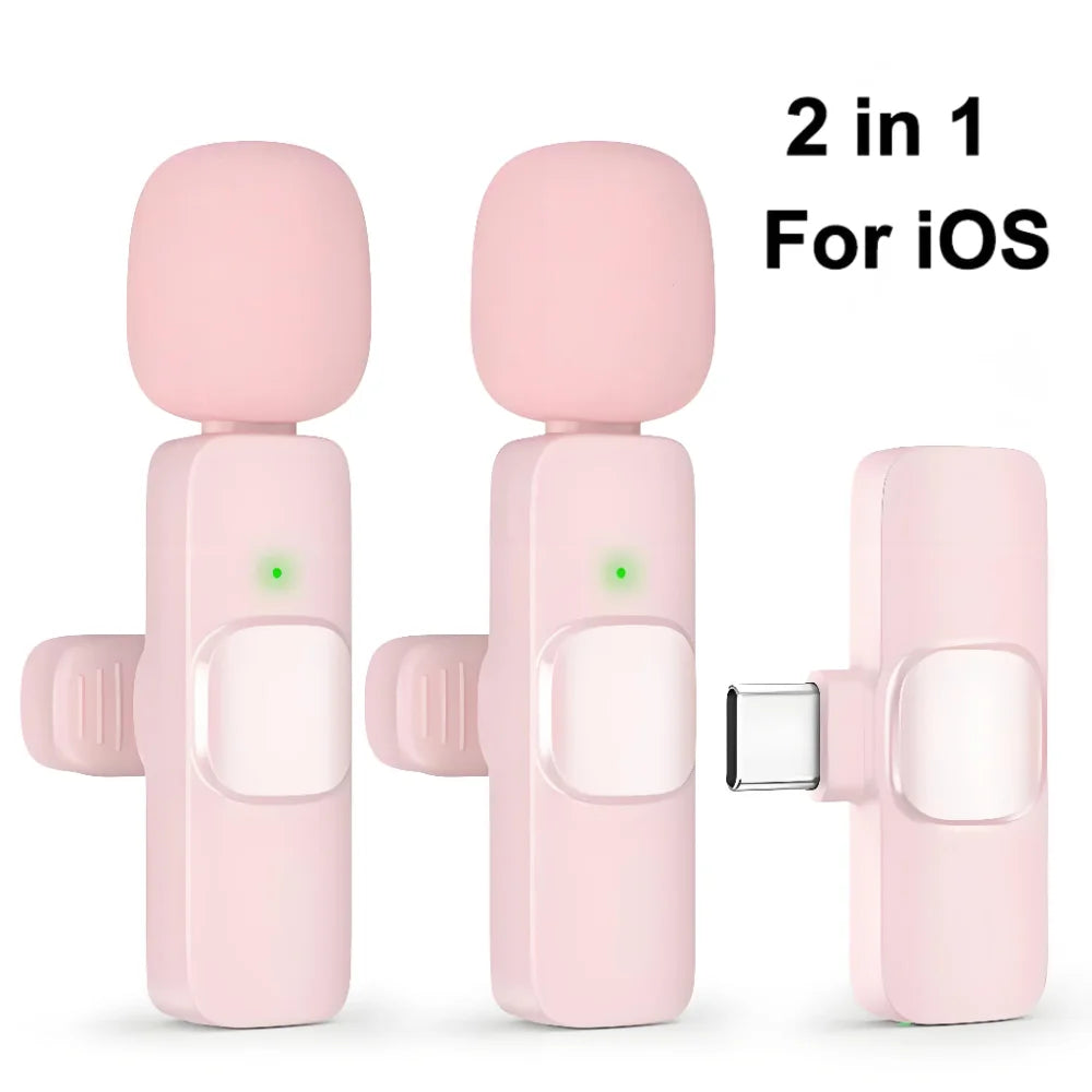 2.4G Wireless Lavalier Microphone Audio Video Recording Mini Mic For iPhone Android Live Broadcast Gaming Phone With Receiver