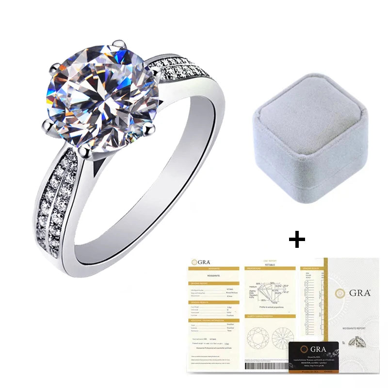 AETEEY Moissanite Diamond Six Prong Ring D Color 1CT Real 925 Sterling Silver For Women Wedding Fine Jewelry RI019