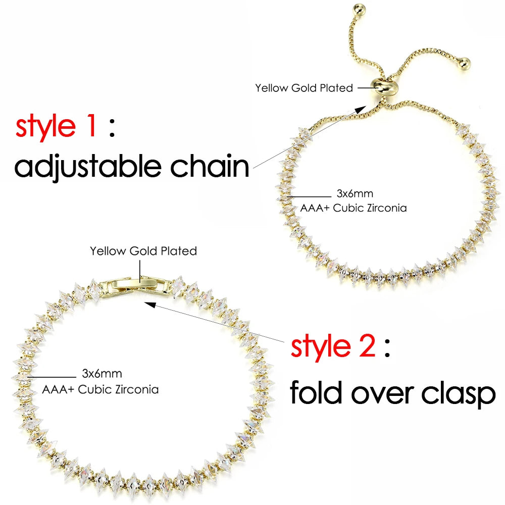Luxury Dainty Tennis Bracelet for Women Silver Color Sparkling Cubic Zircon Stackable Hand Chain Crystal Wedding Jewelry H085