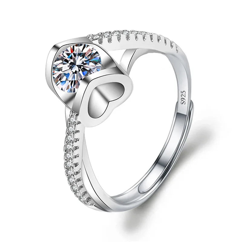 Never Fade Luxury Classic 18K White Gold Color Ring Solitaire 2 Carat Zirconia Diamant Wedding Band Women Jewelry Accessories