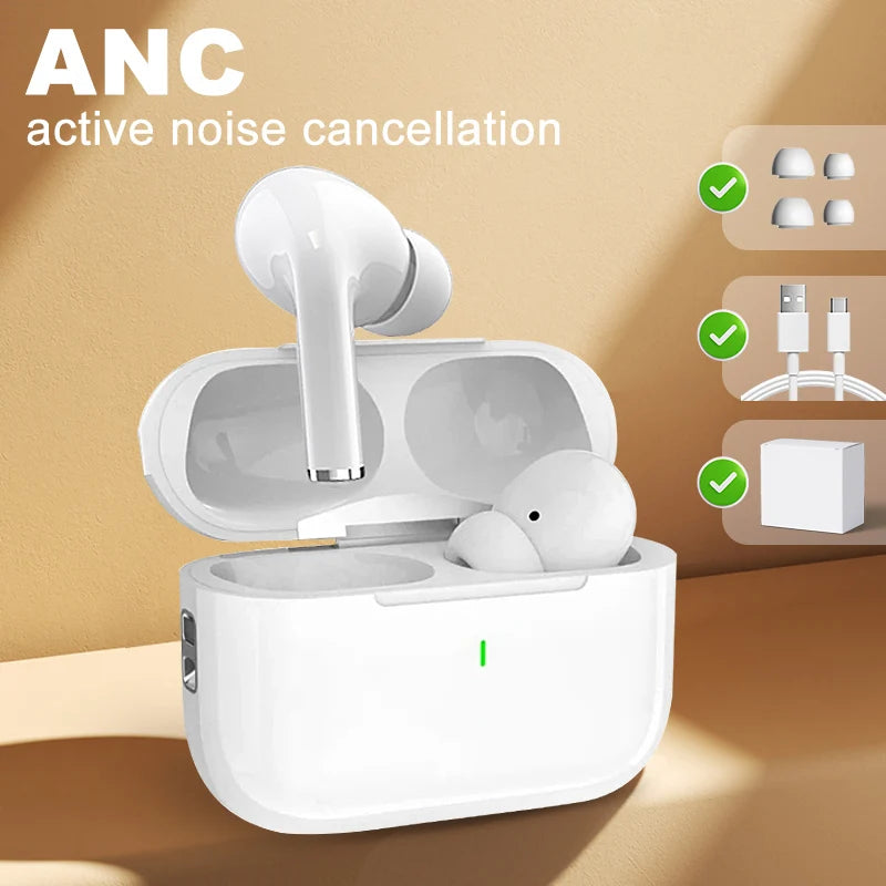 Airs Pro ANC Wireless Earphone Bluetooth Headsets Pro 2 Active Noise Cancellation Wireless Charging TWS Earbuds For Android IOS