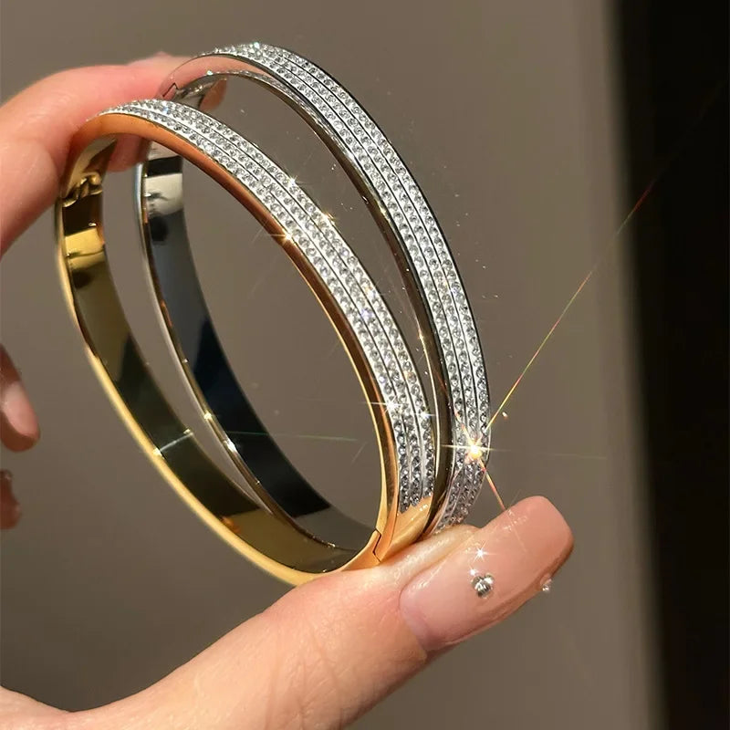 Gold Color Stainless Steel Colorfast Clasp Bracelets for Women Skyful Star Bracelet Light Luxury Paty Jewelry Gifts Wholesale
