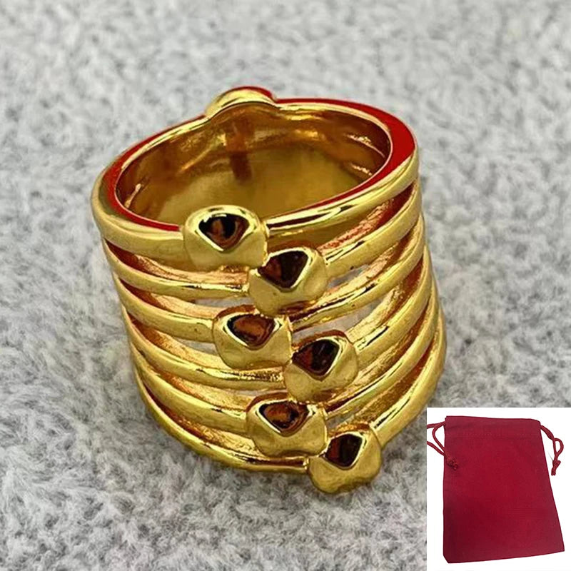 2025 European and American fashion trend electroplated gold and silver luxury ring, suitable for women's jewelry