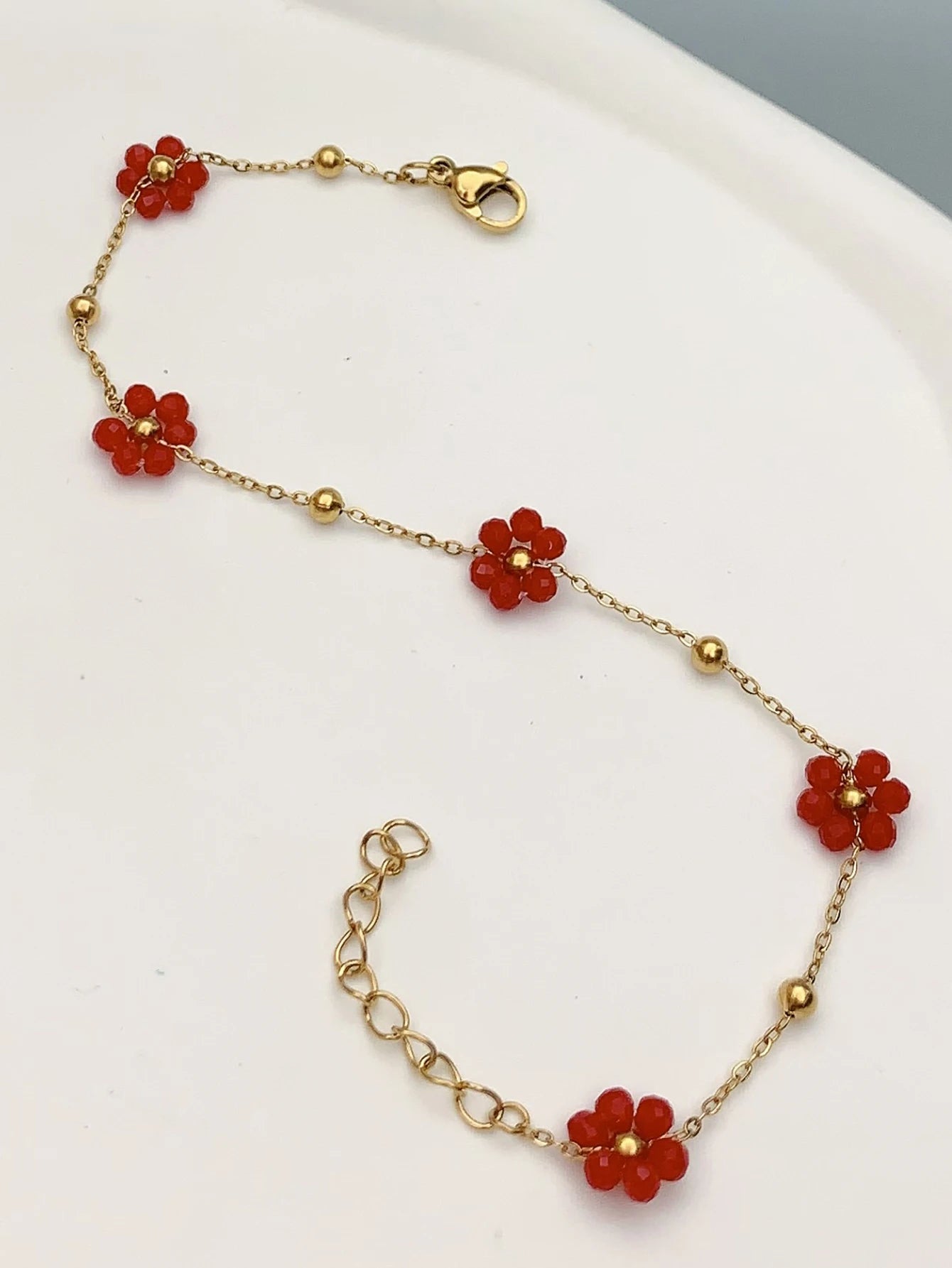 1 fashion girls new red small flower  bracelet birthday  gift Dance party Back-to-school season wedding season  Bozmian style