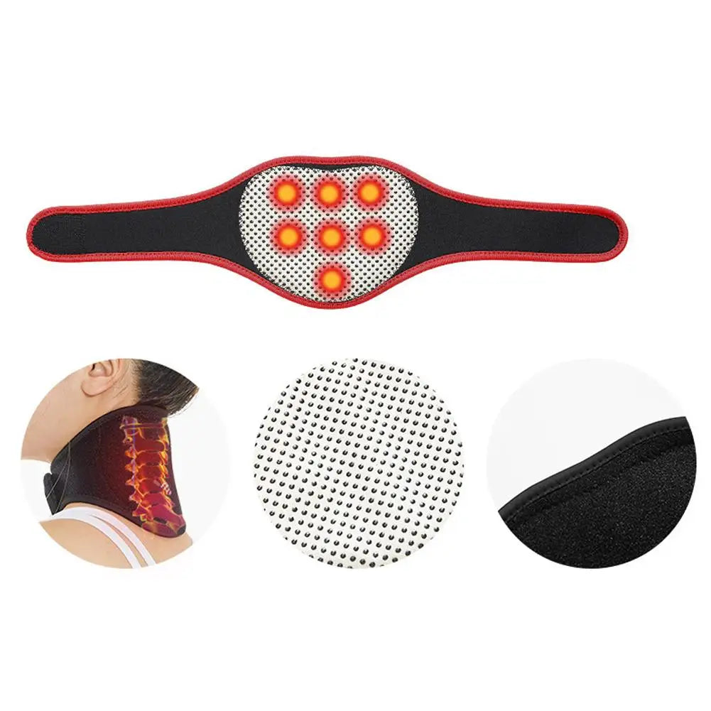 Self-heating Tourmaline Neck Magnetic Therapy Support Belt Protection Wrap Heat Relief Vertebra Pain Brace Cervical Retenti D4V8