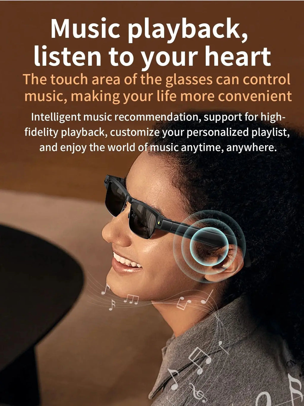 Smart Glasses with HD Camera 1200P Anti-shake Video Record Real-time Translation Object Recognition Bluetooth Call Smart Glasses