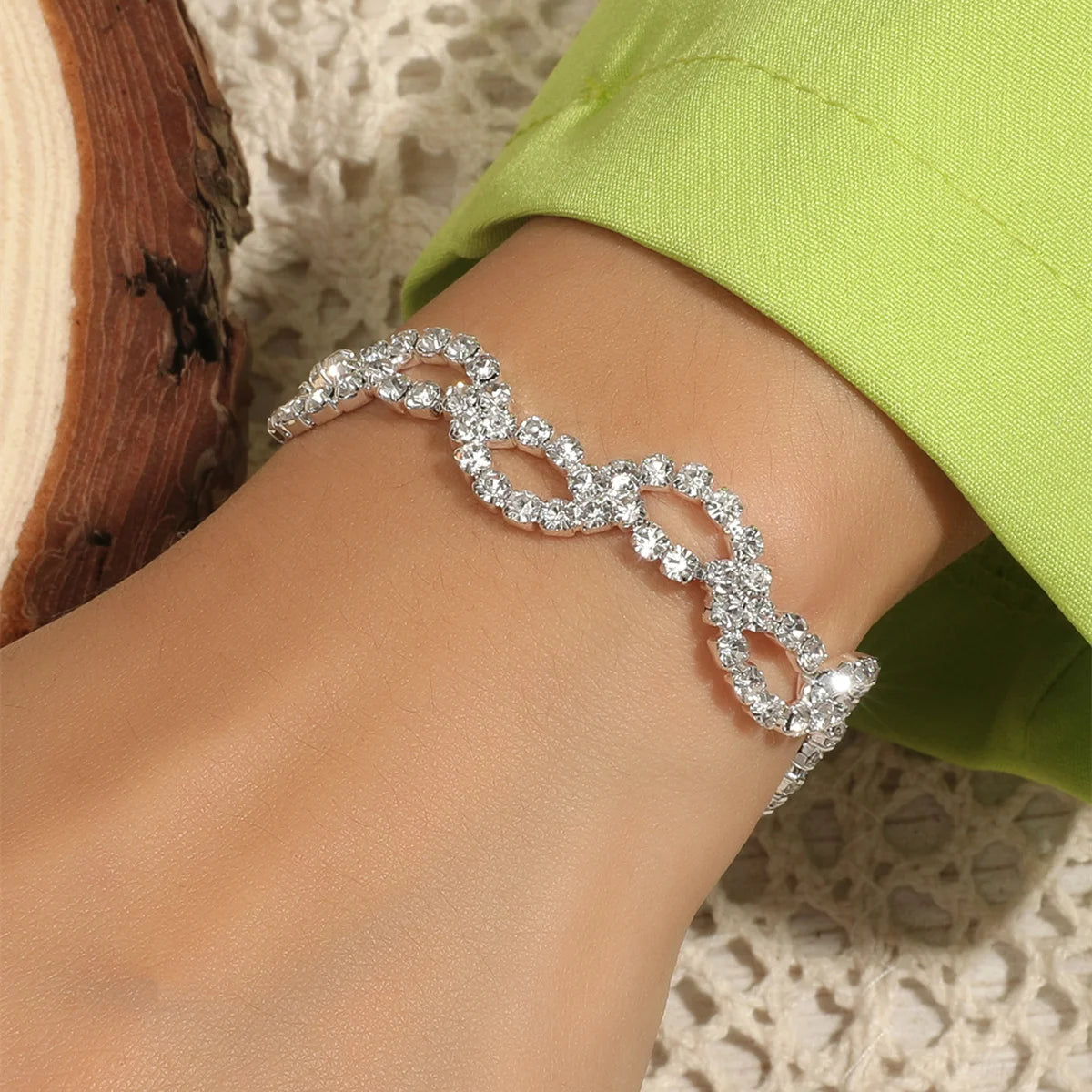 Wedding Bridal Jewelry 1-10 Row Cuff CZ Rhinestone Crystal Stretch Strand Bracelet Bangle Dropshipping