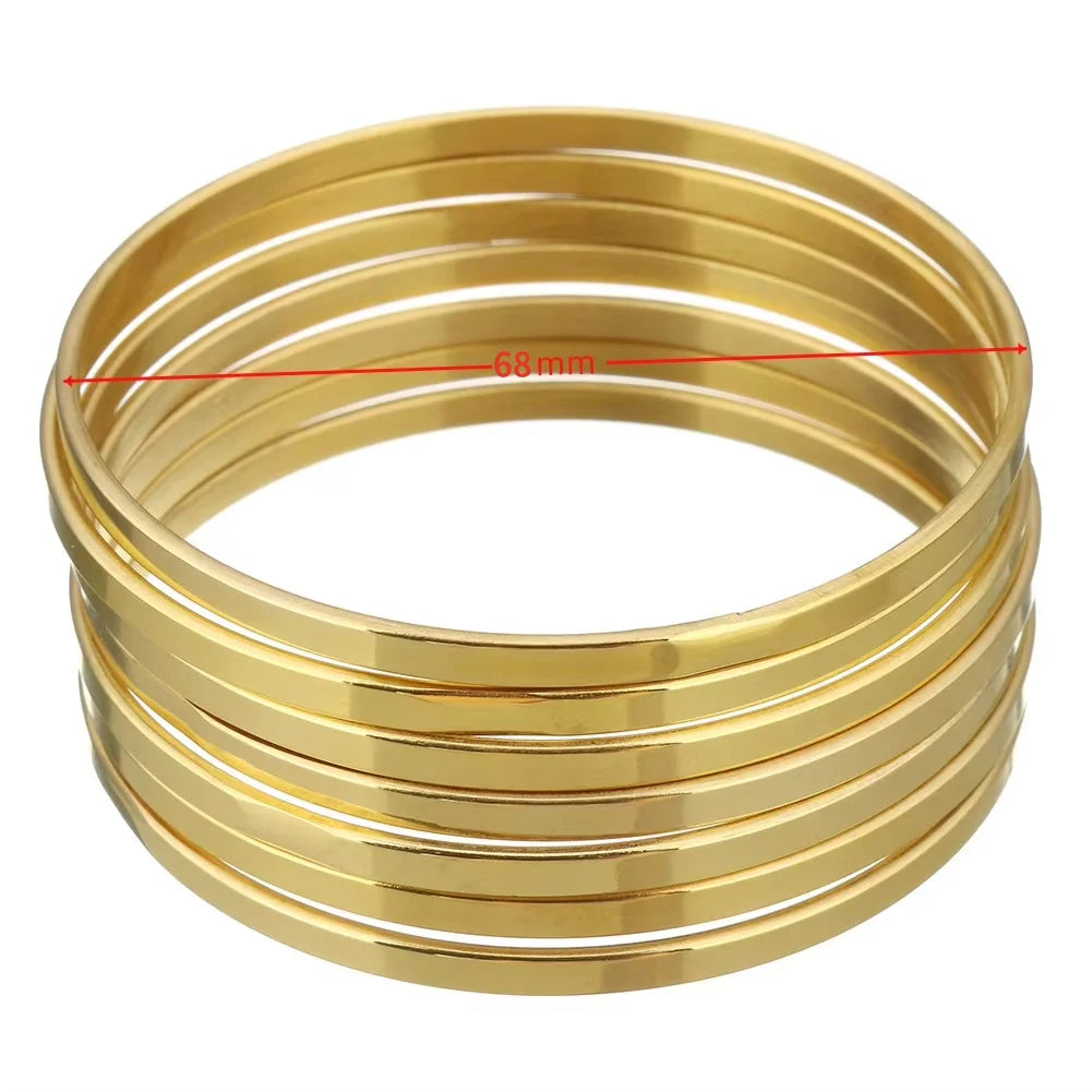 7PCs/Set New Fashion Roman style Stainless Steel Bangle gold color Lover Charm Bracelet for Women Brand Gold Wide Cuff Bangle
