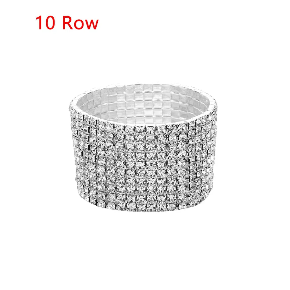 Shiny Woman Bracelet Crystal Rhinestone Stretch Bracelet Bangle Wristband Elastic Wedding Bridal Jewelry Fashion Jewelry