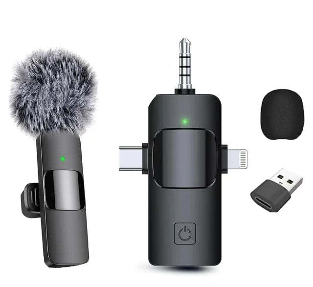 Wireless Microphone for iPhone Android Microphone Live Streaming Interviews mini Mic with Noise Reduction Audio Video Recording