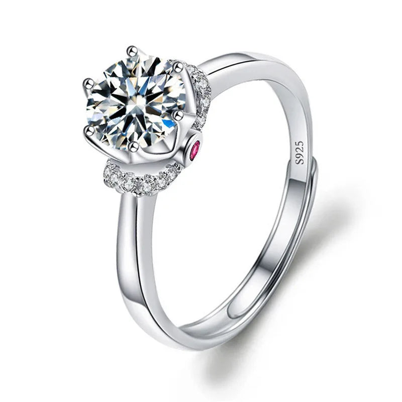 Never Fade Luxury Classic 18K White Gold Color Ring Solitaire 2 Carat Zirconia Diamant Wedding Band Women Jewelry Accessories