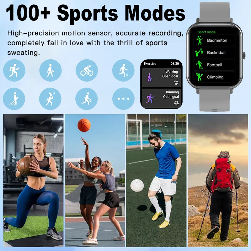 2025 New Smart Watch Men Bluetooth Call Fitness Tracker Heart Rate IP68 Waterproof Smart Watch Men Women For Xiaomi iOS Android